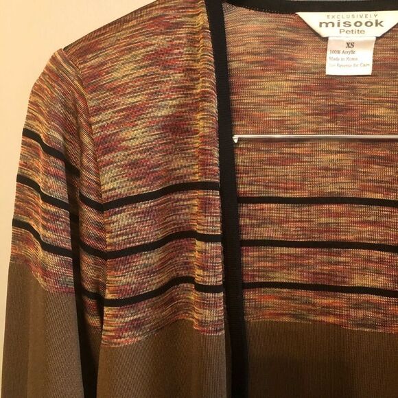 Exclusively Misook Striped Open Front Cardigan XS - Picture 8 of 13